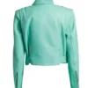 Women's Belted Turquoise Biker Leather Jacket