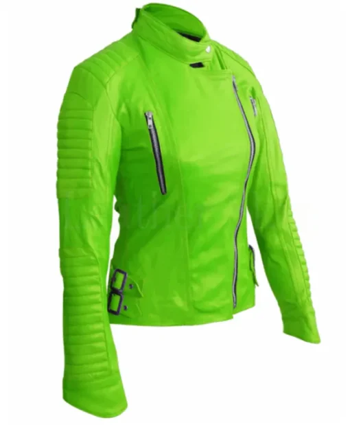 Women’s Brando Biker Leather Green Jacket