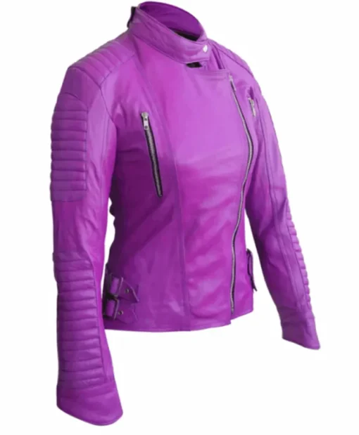 Women’s Brando Biker Purple Leather Jacket