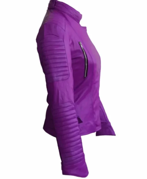 Women’s Brando Leather Purple Biker Jacket