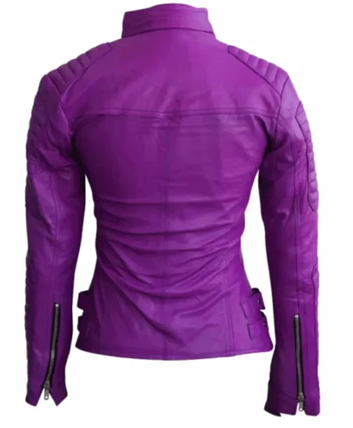 Women’s Brando Purple Biker Leather Jacket
