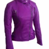Women’s Brando Purple Leather Biker Jacket