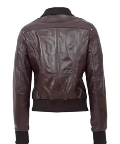 Women’s Brown Leather Bomber Jacket