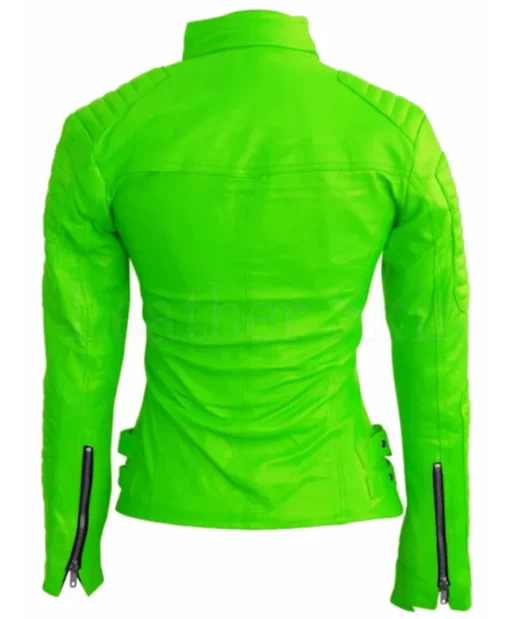 Women’s Green Brando Leather Biker Jacket
