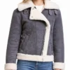Womens Grey Suede Shearling Jacket