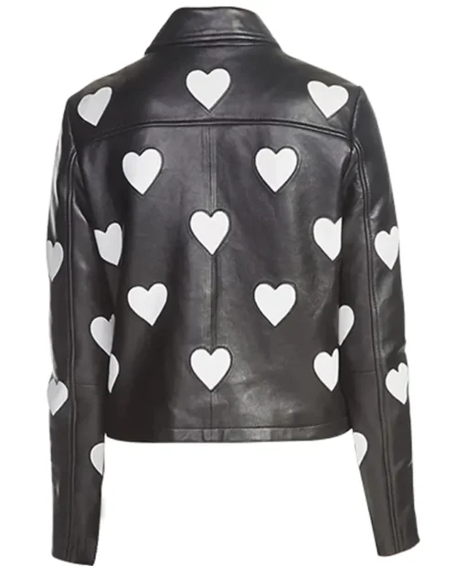 Women’s Heart Logo Black Leather Jacket