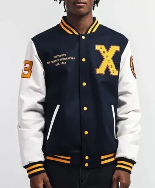Xavier Institute Black And White Letterman Varsity Jacket