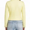 Yellow Leather Biker Jacket For Women