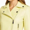 Yellow Leather Biker Jacket Women