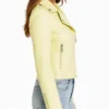 Yellow Leather Biker Jacket Womens