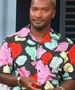 Access Hollywood 2025 Scott Evans Black Floral Shirt