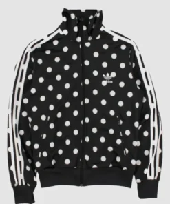 Adidas White Polka Dot Black Track Jacket