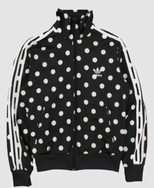 Adidas White Polka Dot Black Track Jacket