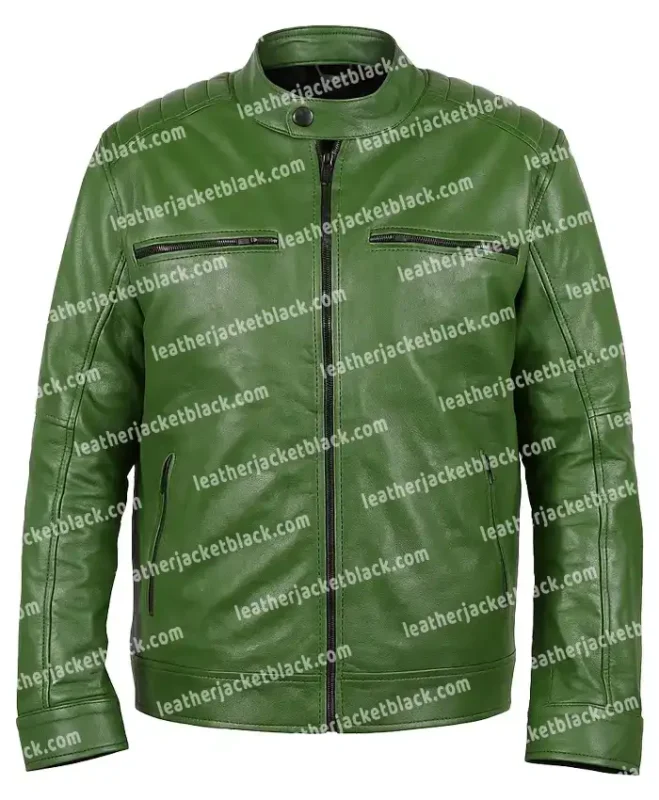 Bad Influence 2025 Alberto Olmo Green Leather Jacket