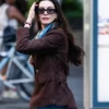 Andy Sachs Movie The Devil Wears Prada 2 2026 Anne Hathaway Brown Suede Leather Blazer