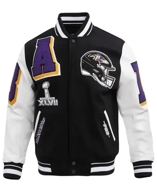 Baltimore Ravens Black And White Varsity Jacket