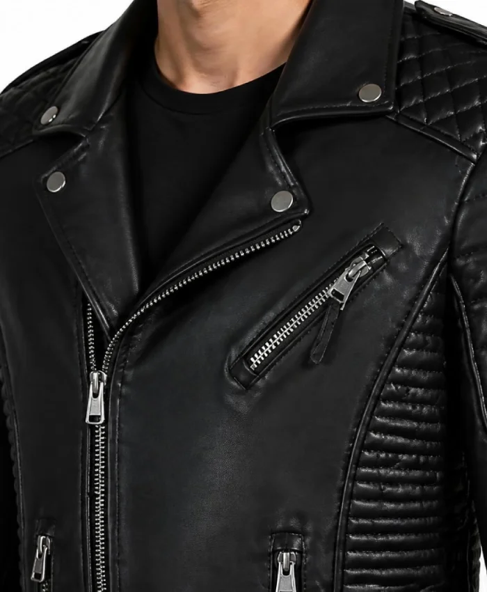 Biker Vintage Leather Black Jacket For Mens