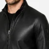 Bomber Black Leather Jacket Men