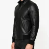 Bomber Black Leather Jacket Mens