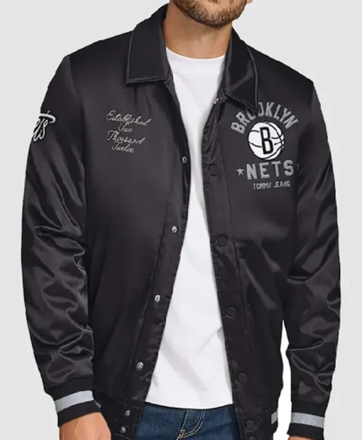 Brooklyn Nets Stitch Black Applique Jacket