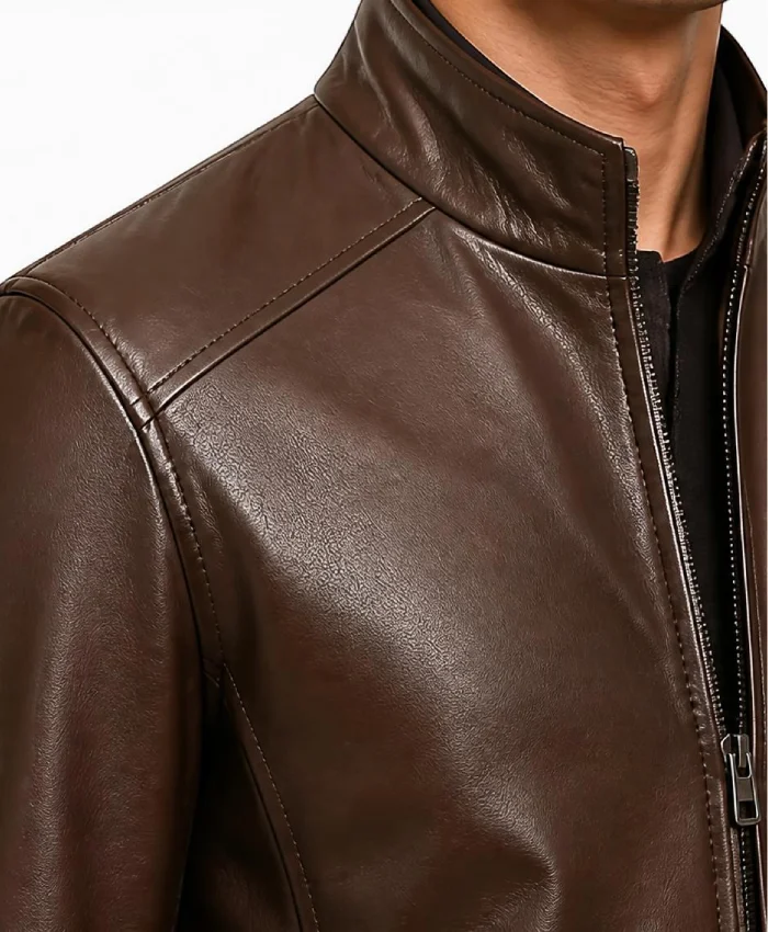 Brown Fashion Leather Motorcycle Jacket Mens
