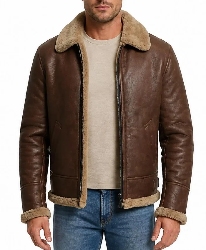 Brown Shearling Leather Vintage Jacket