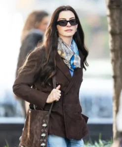 Buy Now Andy Sachs Movie The Devil Wears Prada 2 2026 Anne Hathaway Brown Suede Leather Blazer For Unisex