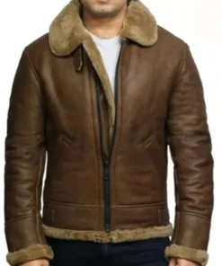 Buy Now Brown Vintage Shearling Leather Aviator Jacket For Men And Women