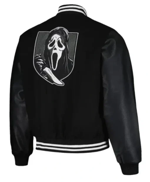 Buy Now Ghostface Horror Scary Black Varsity Jacket For Men And Women