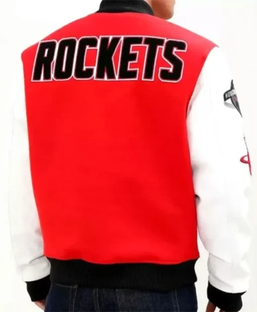 Buy Now Houston Rockets Full Snap Red And White Varsity Jacket For Men And Women
