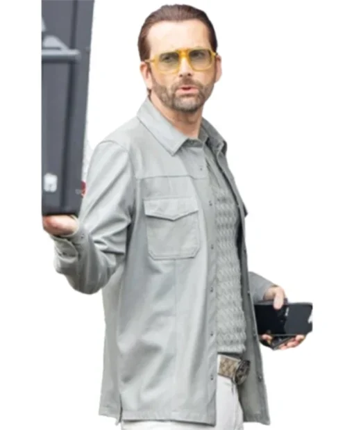 Buy Now Ian Ventham Movie The Thursday Murder Club 2025 David Tennant Grey Leather Jacket For Unisex