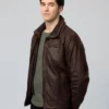 Buy Now Liam O’Conner TV-Series Providence Falls Season 01 Lachlan Quarmby Brown Leather Jacket For Unisex