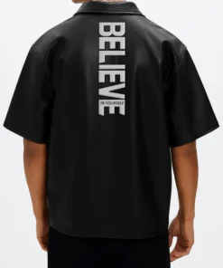 Black Stegaro Oversized Leather Shirt