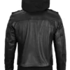Buy Now Stylish Black Hooded Bomber Leather Jacket For Men And Women