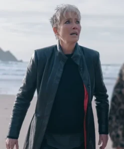Buy Now Zoë Boehm TV-Series Down Cemetery Road 2025 Emma Thompson Black Leather Coat For Unisex
