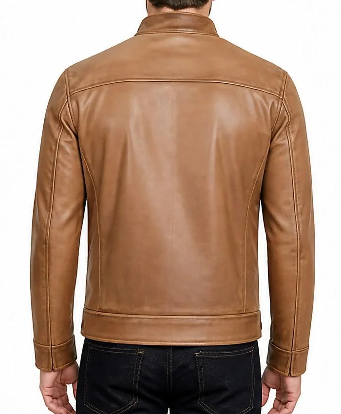 Cafe Racer Leather Jacket For Men’s Brown