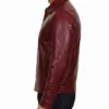 Cafe Racer Men Simple Maroon Leather Jacket