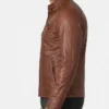Cafe Racer Quilted Leather Brown Jacket For Mens