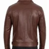 Cafe Racer Simple Brown Leather Jacket For Men