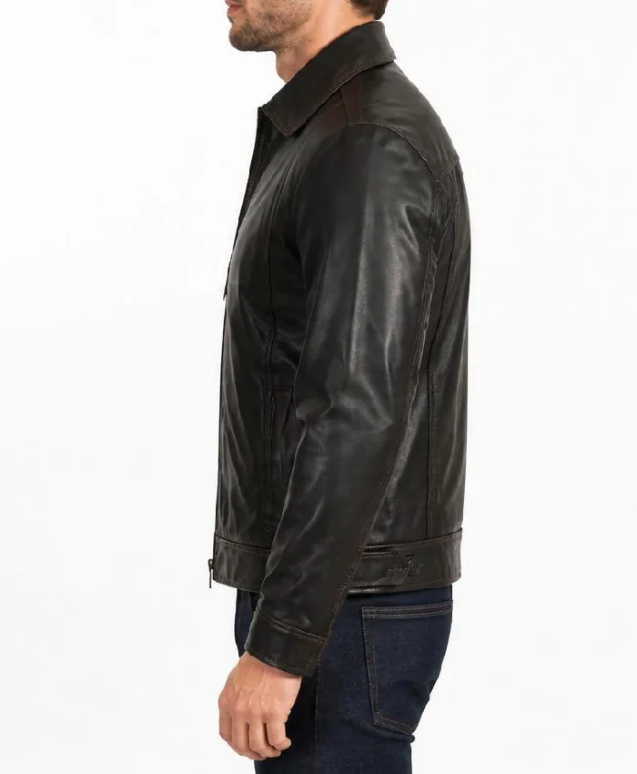 Cafe Racer Simple Dark Brown Leather Jacket