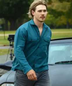 Caught Stealing 2025 Austin Butler Blue Jacket