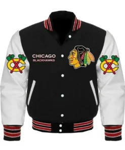Chicago Blackhawks Black And White Varsity Jacket