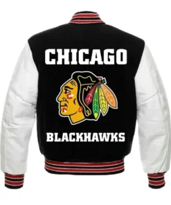 Chicago Blackhawks Varsity Black And White Jacket