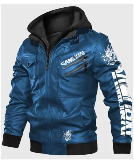 Cyberpunk 2077 Blue Samurai Leather Jacket