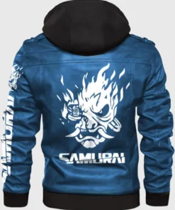 Cyberpunk 2077 Samurai Blue Leather Jacket
