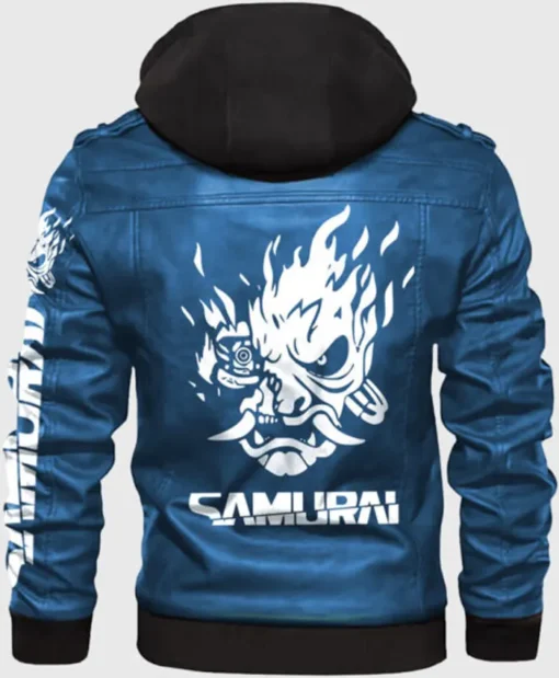 Cyberpunk 2077 Samurai Blue Leather Jacket