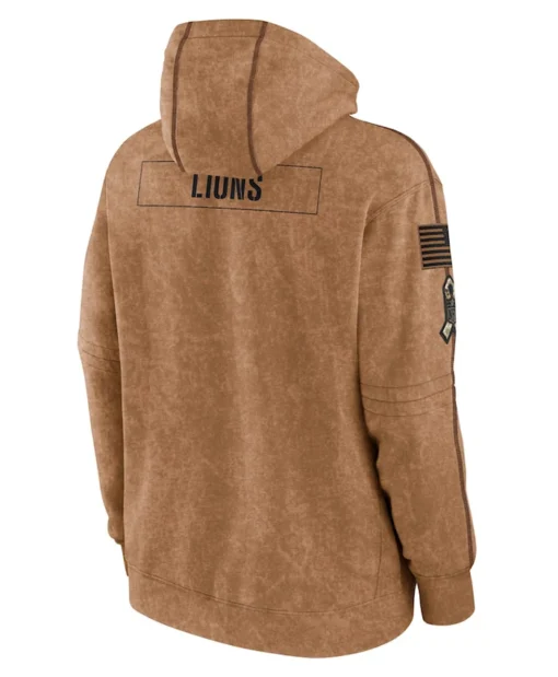 Detroit Lions Salute To Service Brown Pullover Fleece Hoodie
