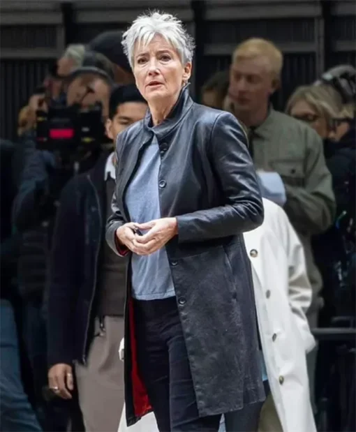 Down Cemetery Road 2025 Emma Thompson Black Leather Coat