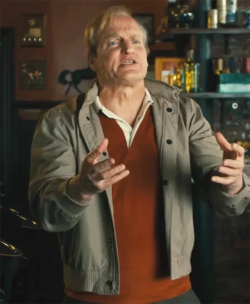 Ella McCay 2025 Woody Harrelson Varsity Jacket
