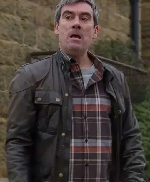 Emmerdale Farm Jeff Hordley Black Leather Jacket